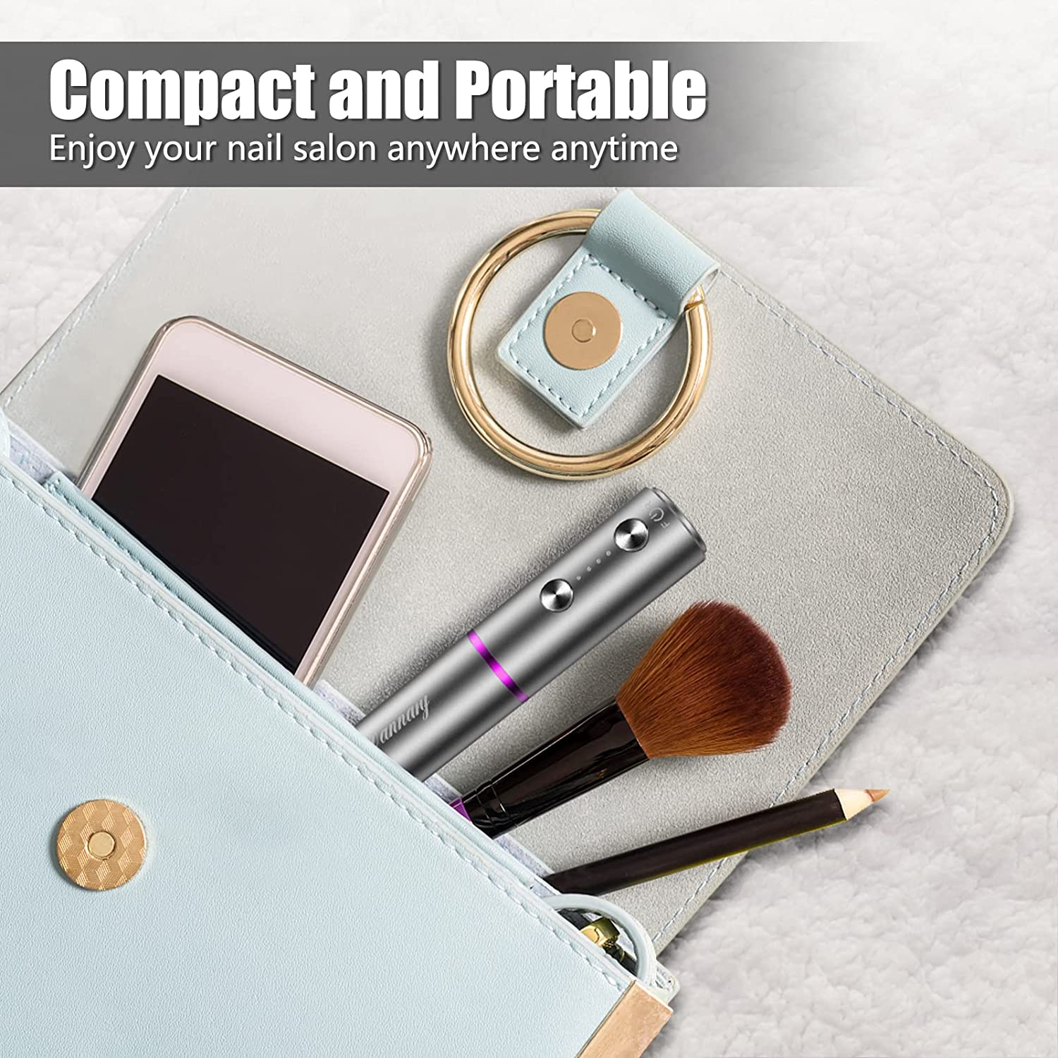 Electric Nail Drill Machine Professional,Cordless Electric Nail File for Acrylic Gel Nails,Efile Manicure and Pedicure Kit for Grinding Polishing Trimming(Gray) - Image 5